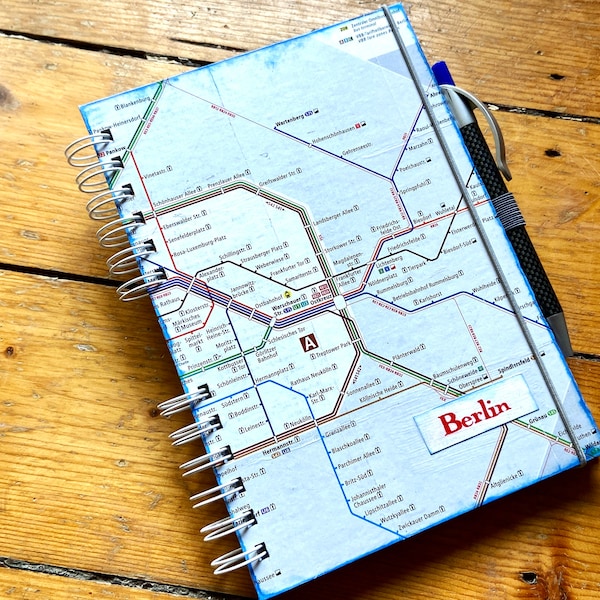 Upcycling travel diary, notebook, Berlin U-Bahn, A5