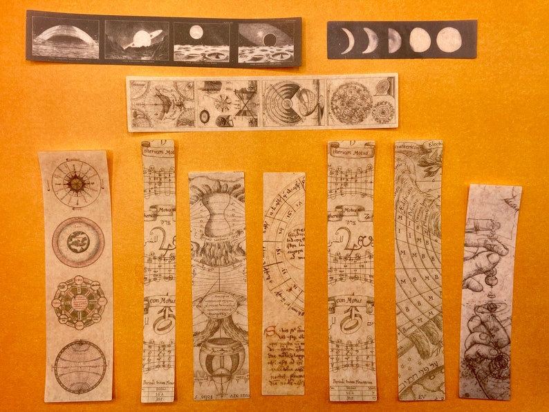 20 Washi Tape Streifen, Sticker, Thema Mond, Mondphasen, Kosmos, Astronomie Bild 5