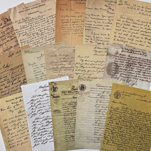 15x prints of old letters, documents, collage paper, craft paper 10 x 14 cm, ephemera for junk journals, scrapbooking, collages, art