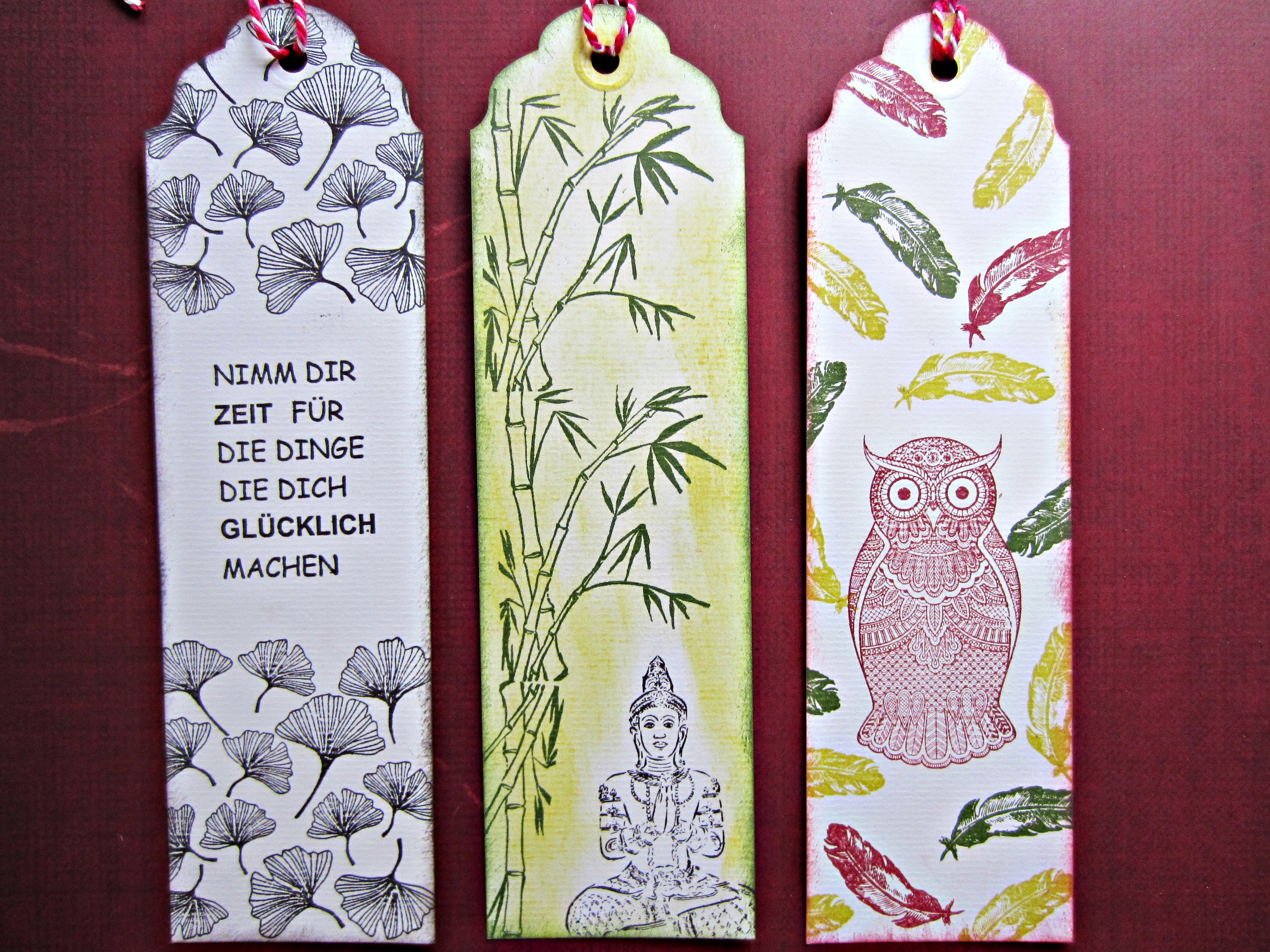 5 Bookmarks, Hand-stamped - Etsy