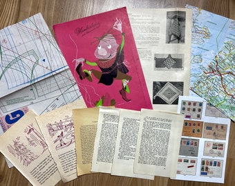 12 Stücke Papier für Collagen, Kunstprojekte, Schnittmuster, Karten, vintage Buchseiten, alte Zeitschriften