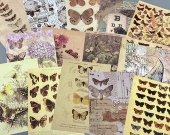 15 Vintage Butterflies Collage Paper 10x14 Vintage Ephemera for Junk Journals Planners Scrapbooking Bullet Journals