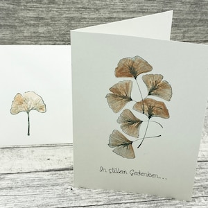 DIY Trauerkarte mit Umschlag, Ginkgo, Din A6