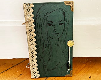 Upcycled notebook, diary, from old book