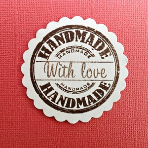 10  Anhänger "Handmade with love"