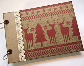 Christmas photo album with reindeer, mini album, A5