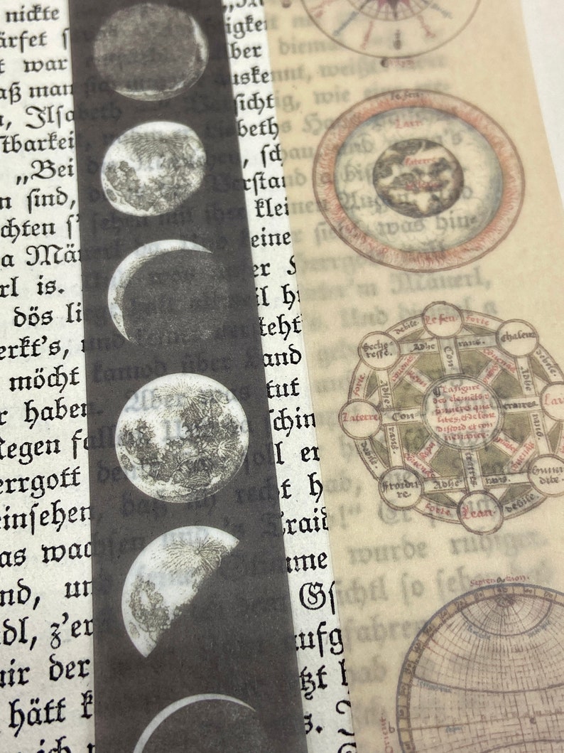 20 Washi Tape Streifen, Sticker, Thema Mond, Mondphasen, Kosmos, Astronomie Bild 3