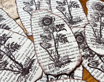 10 flowers stamped for card making or journaling