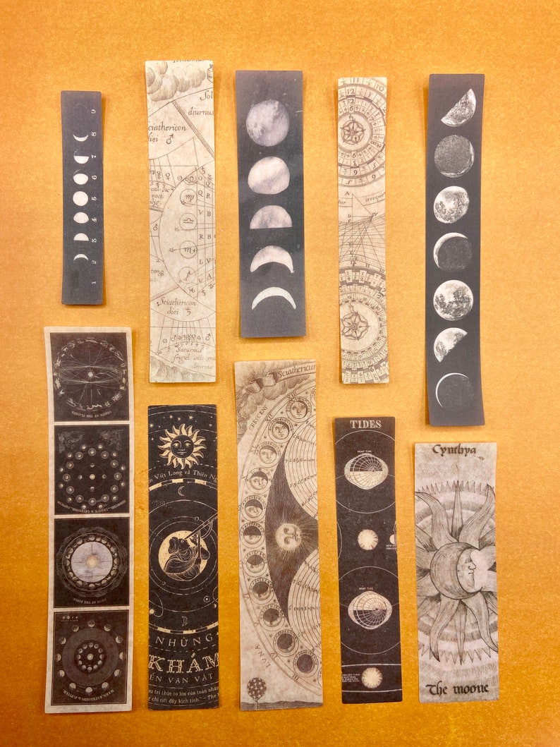 20 Washi Tape Streifen, Sticker, Thema Mond, Mondphasen, Kosmos, Astronomie Bild 4