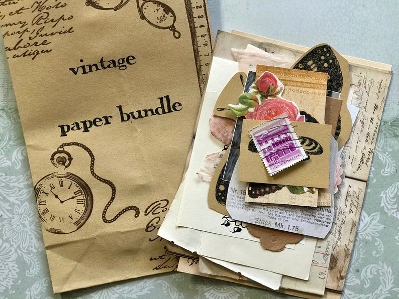 Mini Ephemera Mix, 20teiliges Papier-Kit für Junk Journals, Planer, Scrapbooking, Collagen, paperbundle, vintage Bild 4