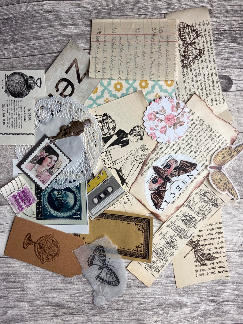 Mini Ephemera Mix, 20teiliges Papier-Kit für Junk Journals, Planer, Scrapbooking, Collagen, paperbundle, vintage Bild 3