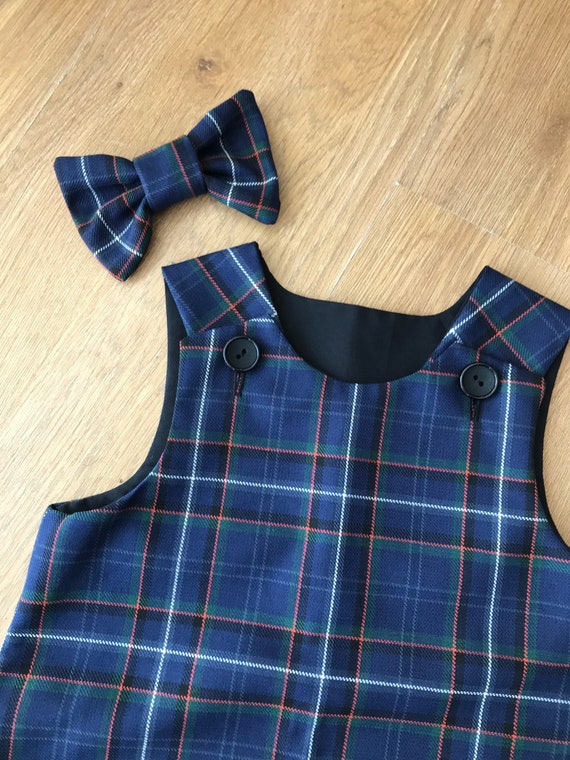 blue tartan pinafore