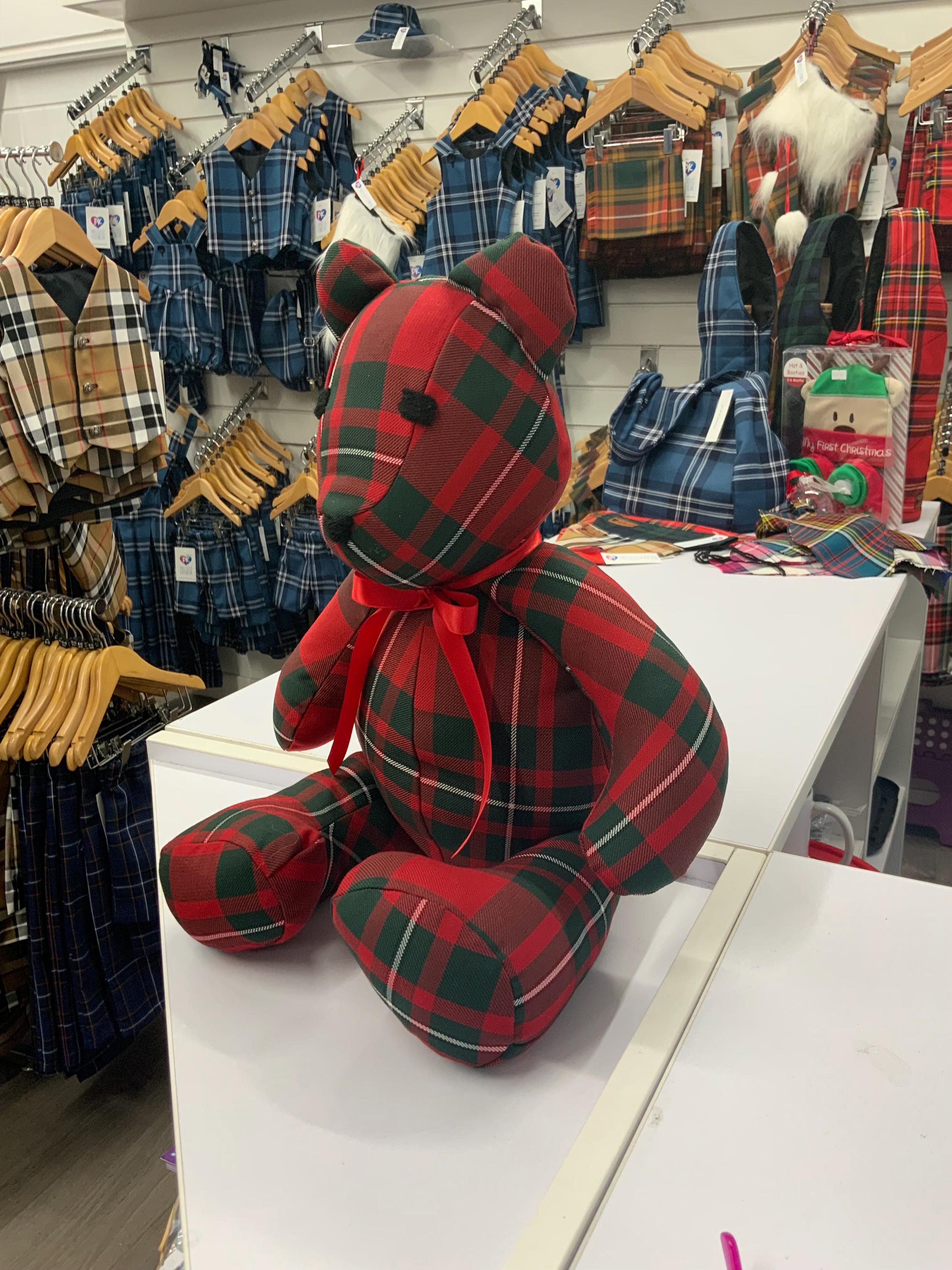Musical Teddy Bear In MacGregor Clan Tartan - Plays Scotland The Brave, Made In Scotland Gift With Movable Arms & Legs