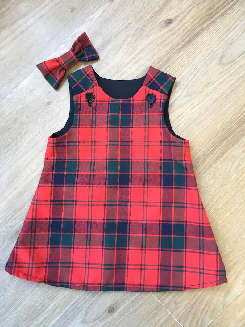 Robertson Tartan Pinafore Dress and Hair Bow image 2