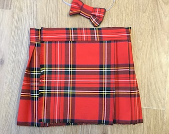 Kilt écossais Royal Stewart et noeud papillon pour bébés et enfants