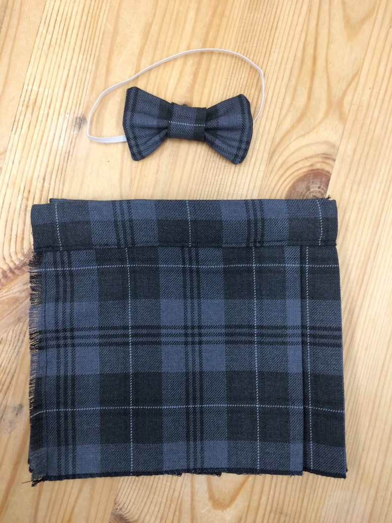 Grey Granite Tartan Kilt and Bow Tie for babies , children image 6