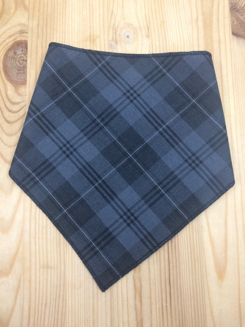 Babies Childrens Bandana Bib Grey Granite Tartan