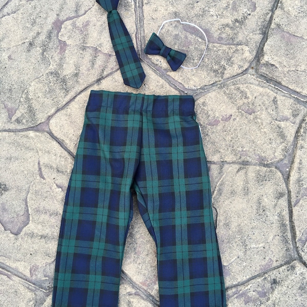 Black watch tartan et ensemble cravate/nœud papillon, pantalons, bébés/enfants