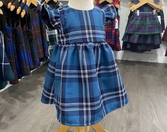 Abito St Andrews con maniche svolazzanti in tartan, da 0-3 mesi a 5 anni