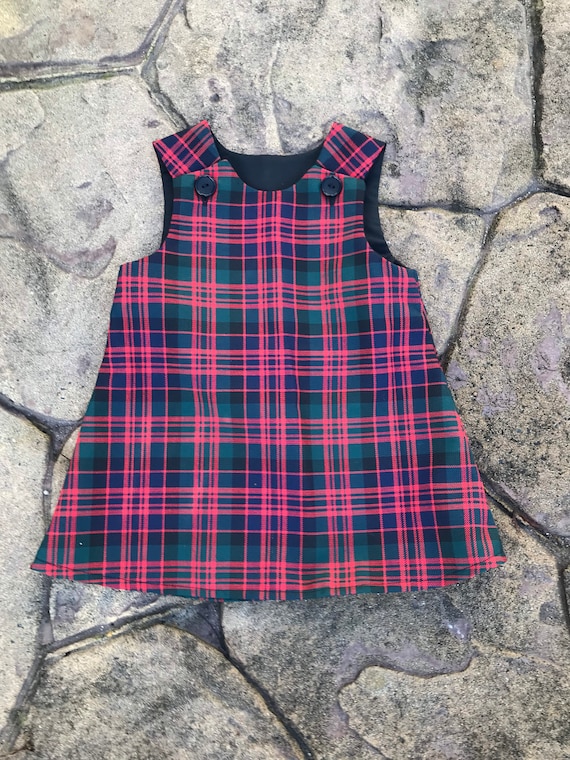 purple tartan pinafore dress fitted lace wedding dress Girl's Tartan Pinafore Dress