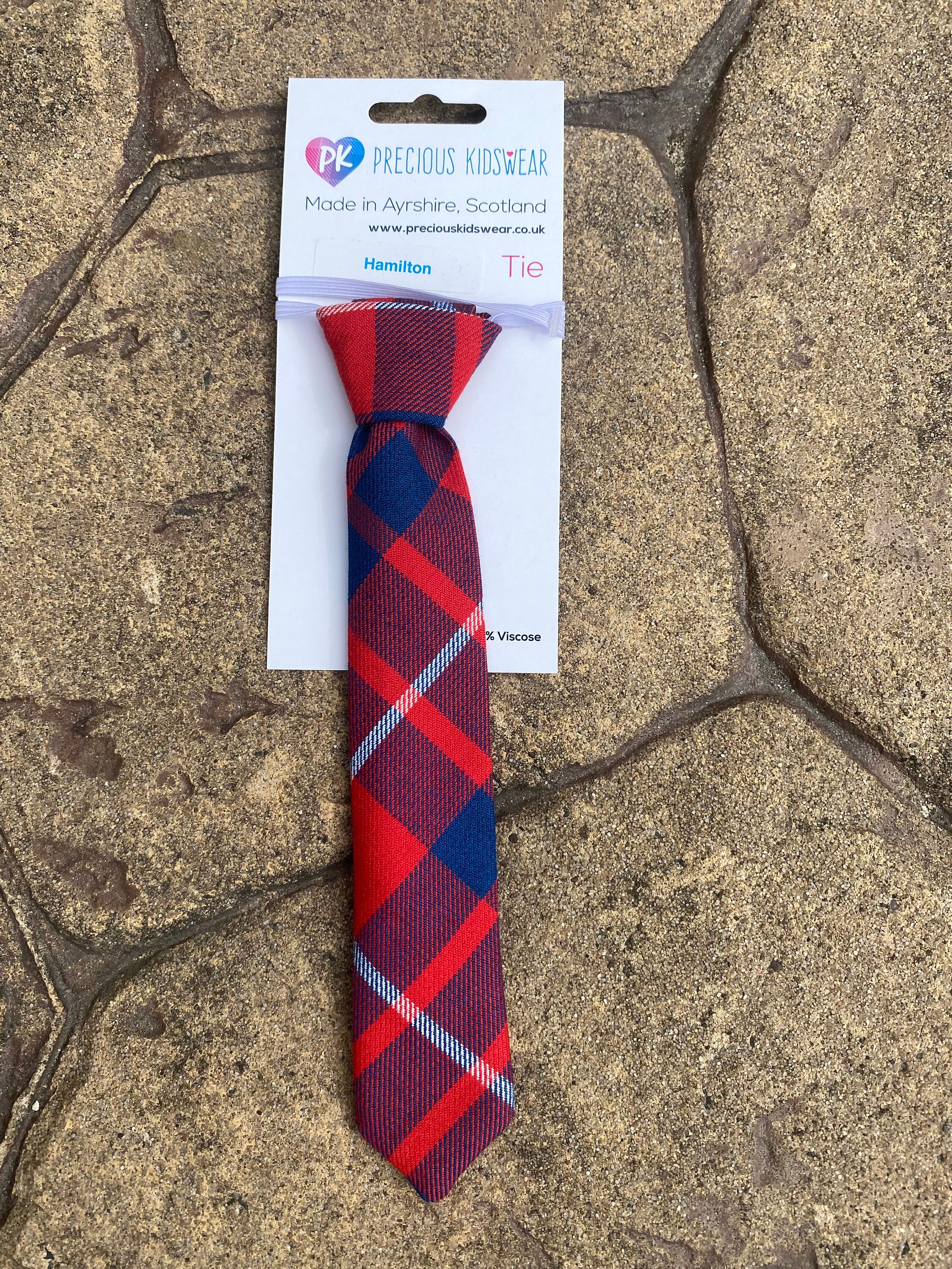 Hamilton Red Clan Tartan Tie - 100% Wool Scottish Tie For Men 56 Inch