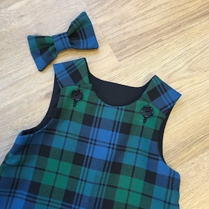 Campbell Ancient Tartan Pinafore Dress and Hair Bow