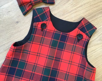 Robertson Tartan Pinafore Dress and Hair Bow