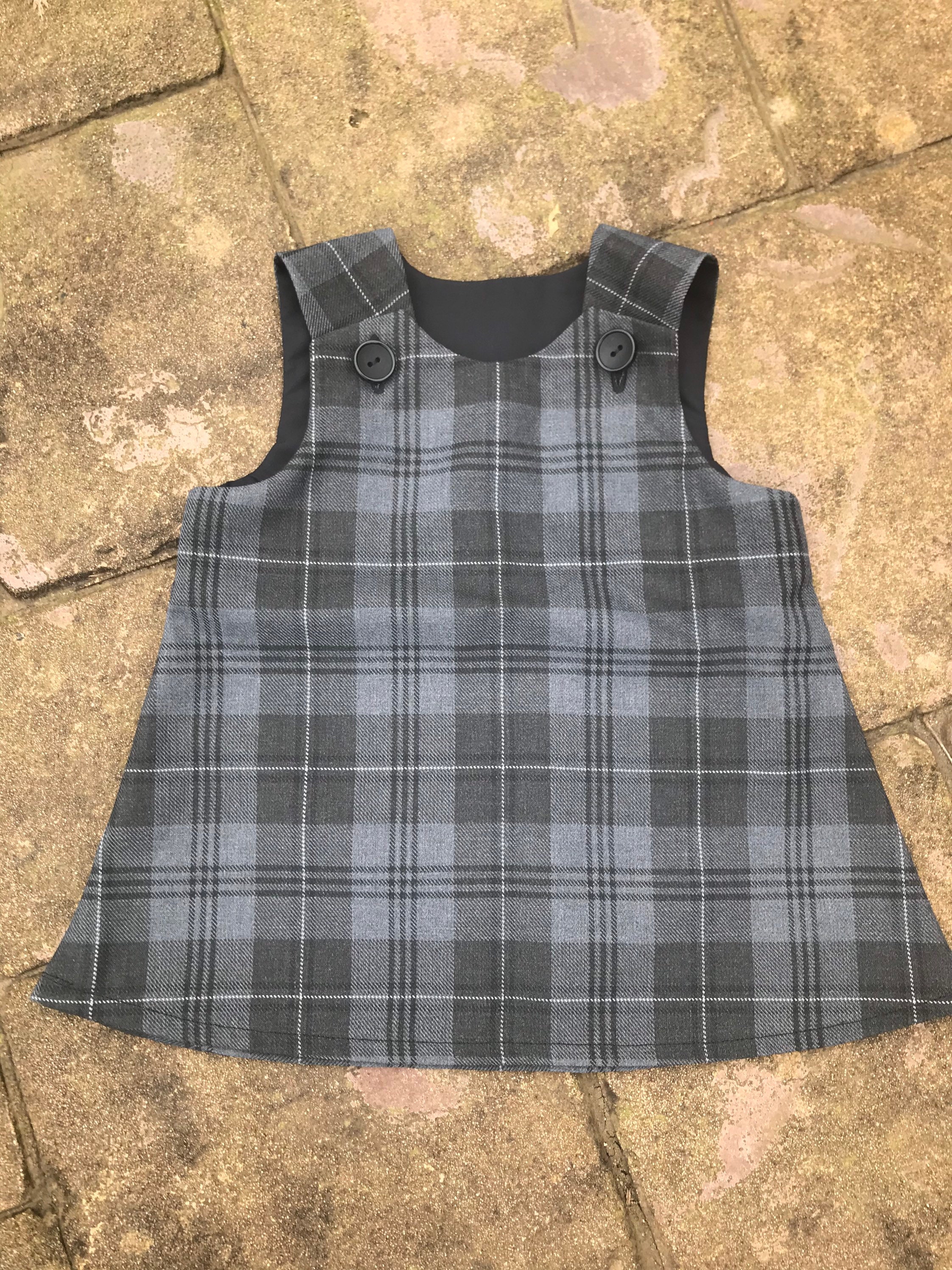 Grey tartan pinafore dress discount