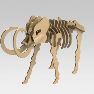 Rompecabezas de mamut. Archivos cortados con láser SVG, DXF, CDR, planos vectoriales, archivos Glowforge, descarga instantánea, archivos CNC, corte por plasma.