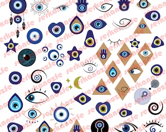 54 pcs Evil Eye svg Bundle Png Dxf, Humsa Svg Cut files, Turkish Eye,Evil Eye Protection svg, eps, dxf, png, Files For Cricut, silhouette