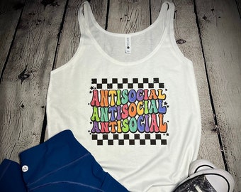 Antisocial,Introvert,Social Introvert,Cute Tank,Summer Tank