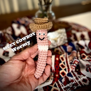 Cowboy Wormy,Crochet Worm,Crochet Slimy, Worm Keychain,Cowboy,Cowgirl,Inch Worm,Crochet Inch Worm