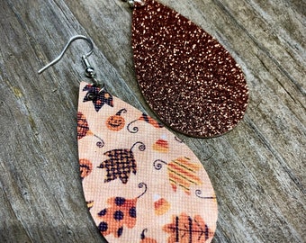 New*Double Sided*Fall Earrings,Dangle and Drop, Thanksgiving,Lightweight,Leaf Earrings,Cute Fall Earrings,Teardrop,Holiday Earrings