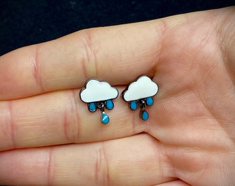 Rain Cloud Earrings,Unique Earrings,Fall Earrings,Rainy Days,Cloudy,Weird Earrings,Cute Earrings,Small Earrings,Oddity Earrings,