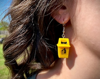 Trash Can Earrings,Unique Earrings,Weird Earrings,Dangle & Drop,Oddity Earrings,Crazy Earrings,Cool Earrings,Ugly Earrings,