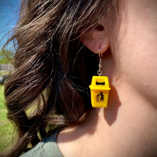 Trash Can Earrings,Unique Earrings,Weird Earrings,Dangle & Drop,Oddity Earrings,Crazy Earrings,Cool Earrings,Ugly Earrings,