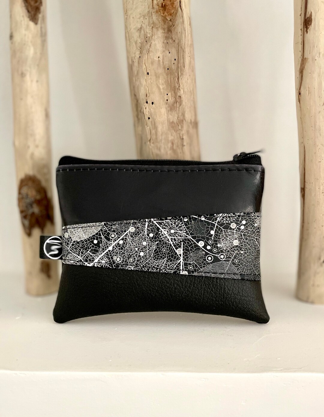 Black Zipper Wallet, Black Wallet Small, Women Wallet Vegan Leather