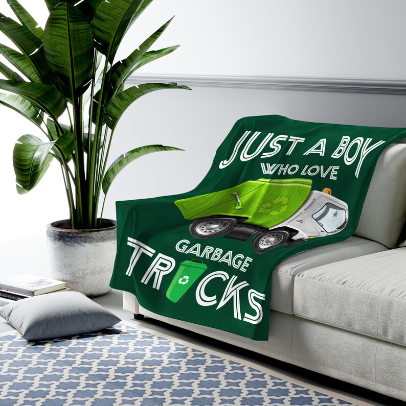 Just A Boy Who Loves Garbage Trucks Blanket, Plush Velveteen Lanket