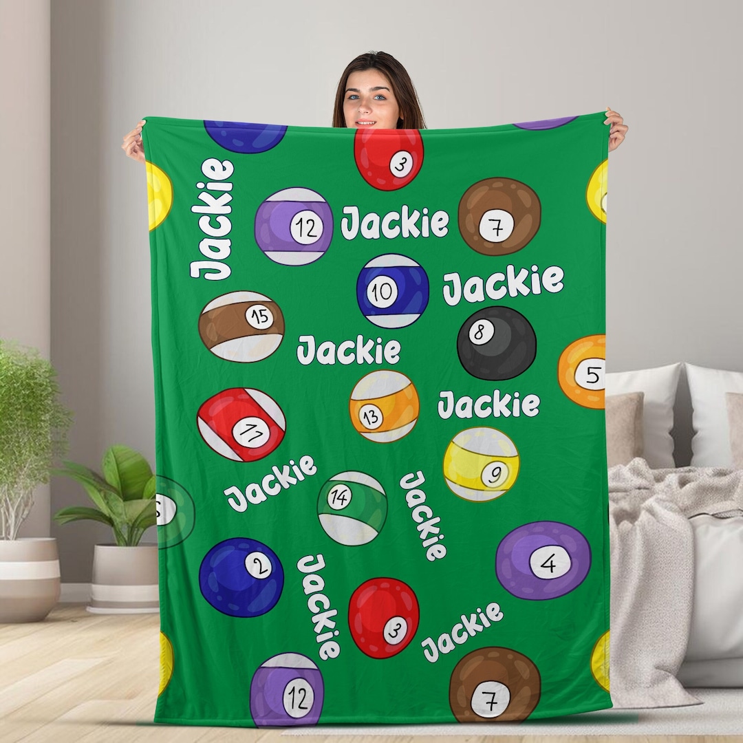 Personalized Billiards Blanket With Name, Billiards Velvet Blanket