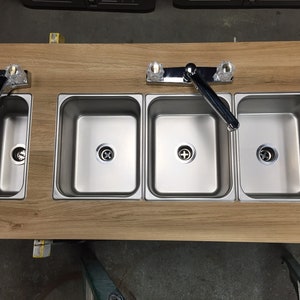 Portable Sink by Pratts Direct 3 4 Bay compartment DIY for Outdoor Food Truck Trailer Food Vendor with Small sink Hand wash