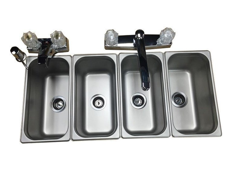 4 Xsmall Custom Individual Compartment Drop In Sink Steam Table Pans For Portable Food Trucks Kiosk Hot Water And Hand Wash Diy Kit 17 Pc