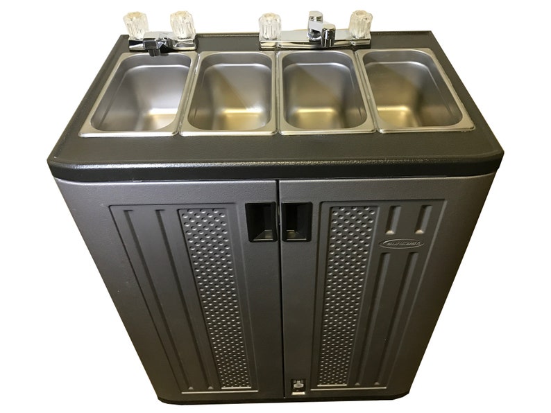 Portable Mobile Electric Concession Hand Sink With 3 Three 4 Four Compartment Hot And Cold Water For Food Trailer Truck Self Contained Nsf