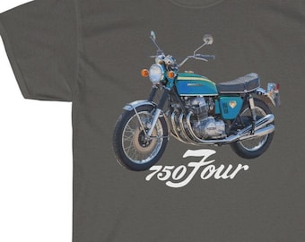 Para Honda CB750 Four K0 1969 Motorcycle Candy Camiseta azul, impresa y despachada EE. UU. Clásico japonés, Cafe Racer, Biker