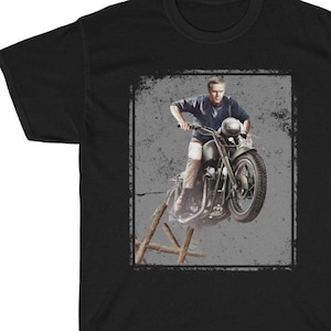 Steve McQueen Triumph Motorcycle T Shirt, Great Escape Movie, Printed & Shipped USA