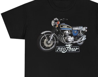 Honda CB750 Four Sapphire Blue Classic Motorcycle Unisex Heavy Cotton Motorcycle T Shirt, Printed & Dispatched from Miami USA