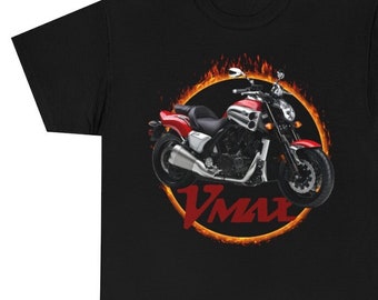 Yamaha Vmax Fire Unisex Heavy Cotton Motorcycle T Shirt, Printed & Dispatched from Miami USA