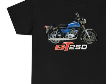 Suzuki GT250 Unisex Heavy Cotton Motorcycle T Shirt, Printed & Dispatched from Miami USA