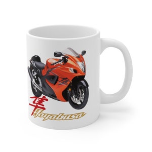 Suzuki Hayabusa Gen 2 Orange Motorcycle Ceramic Coffee Mug 11oz, Printed in USA