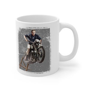 Steve McQueen The Great Escape Triumph Motorcycle Ceramic Coffee Mug 11oz, Printed in USA zdjęcie 1