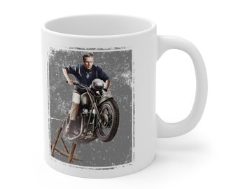 Steve McQueen The Great Escape Triumph Motorcycle Ceramic Coffee Mug 11oz, Printed in USA